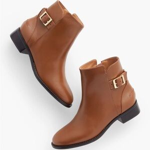 TALBOTS TISH LEATHER BUCKLE ANKLE BOOTS